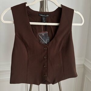 Christian Lacroix Espresso Brown Matching Vest and Long Shorts Set Small